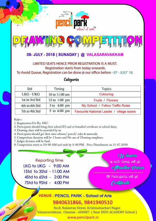 600x851 Pencilpark Drawing Competition On July Kids Contests - Drawing Topics