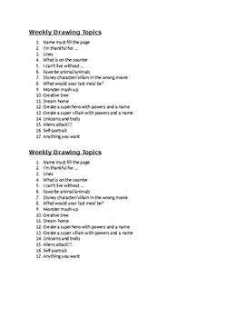 270x350 weekly drawing topics - Drawing Topics