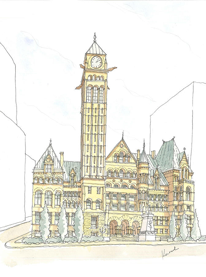 672x900 Toronto City Hall Drawing - Drawing Toronto