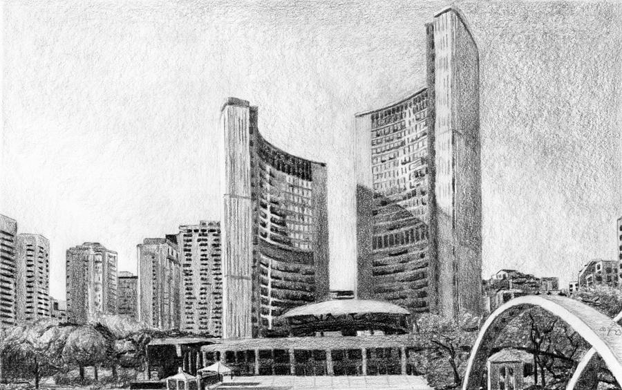 900x564 Toronto City Hall I Study Drawing - Drawing Toronto