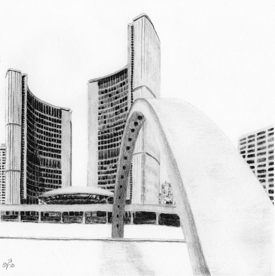 898x900 Toronto City Hall Ii Study Drawing - Drawing Toronto