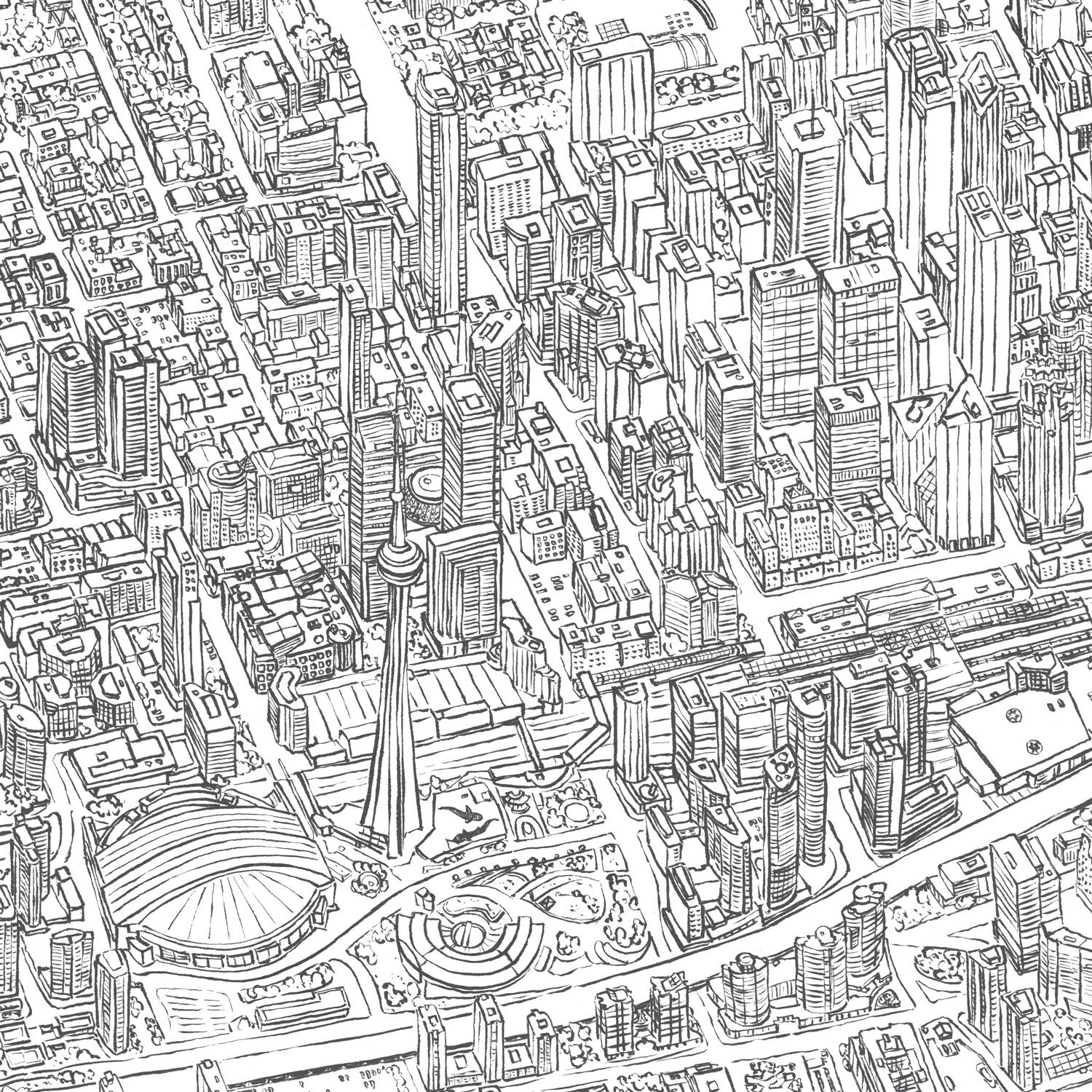 1500x1500 Toronto Lines Poster Gotamago Inc - Drawing Toronto