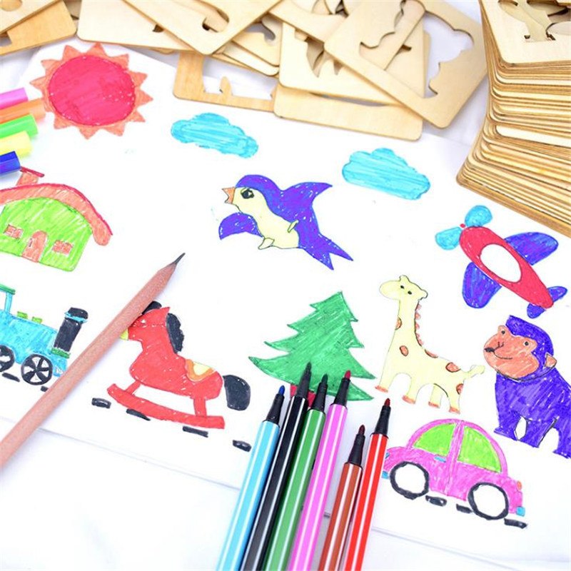 800x800 children drawing learning cards wooden toys painting set kids - Drawing Toys