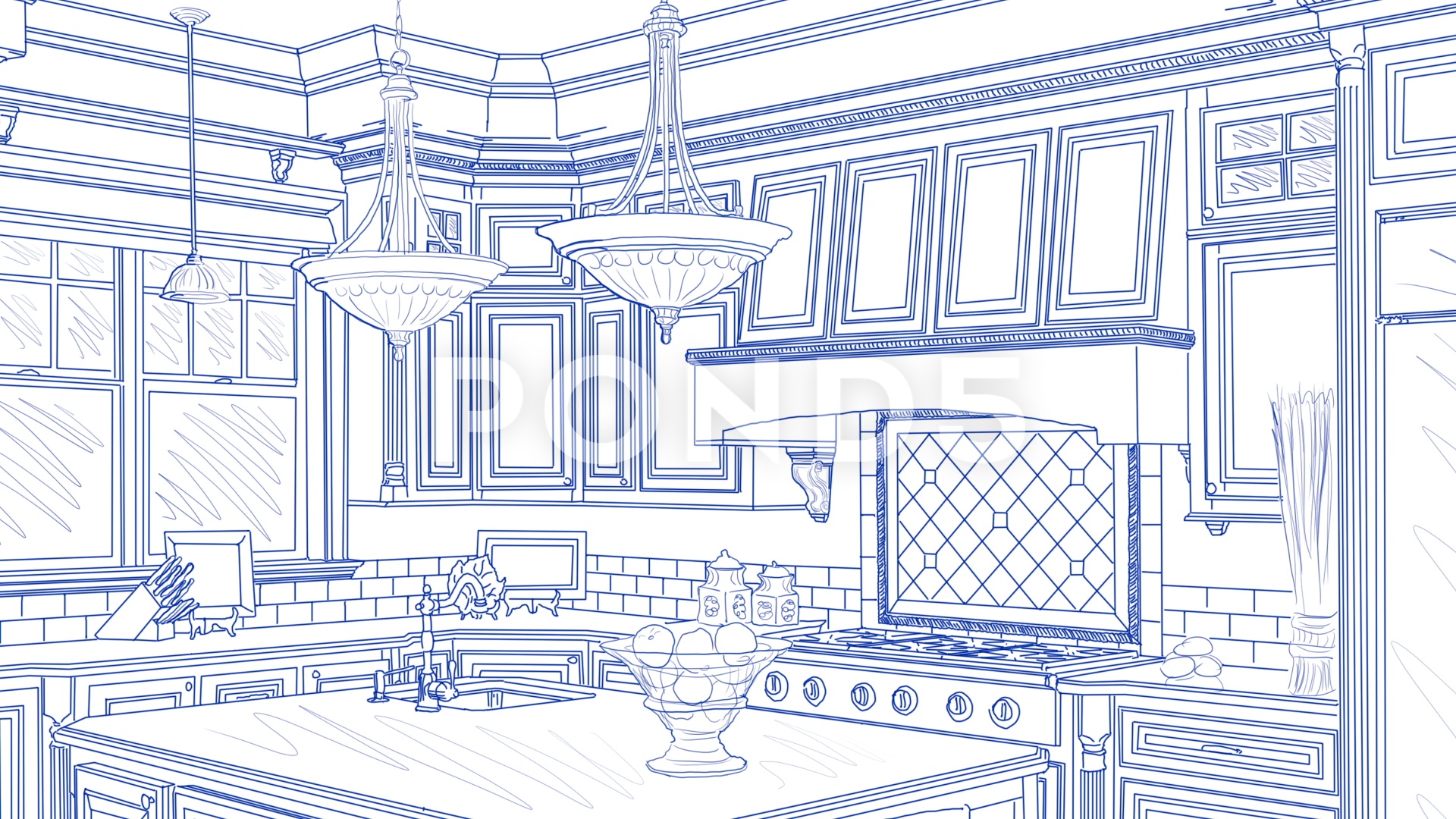 1920x1080 Transition Of Beautiful Custom Kitchen From Drawing To Completion - Drawing Transition