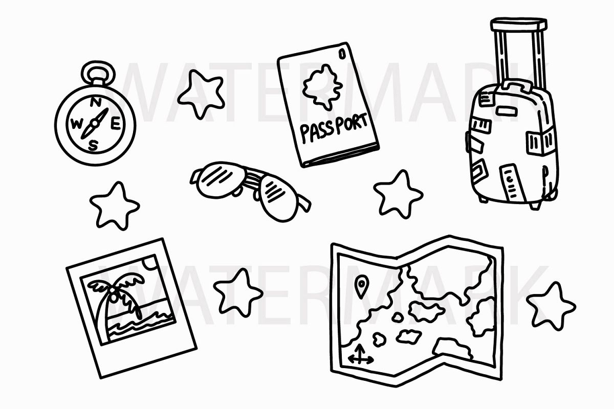 1200x800 Traveling Stuff Set - Drawing Travel
