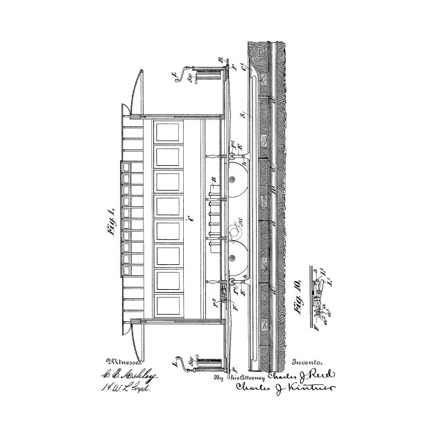 630x630 Electric Railway Trolley Vintage Patent Hand Drawing - Drawing Trolley