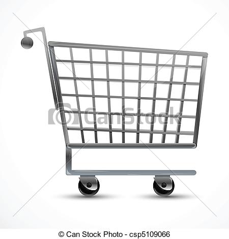 450x470 Illustration Of Shopping Trolley On White Background - Drawing Trolley