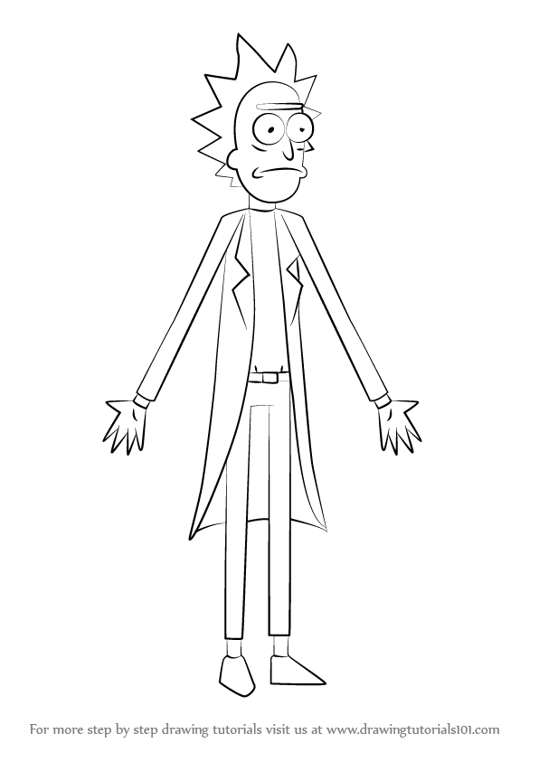 596x843 Learn How To Draw Rick From Rick And Morty - Drawing Tutorials