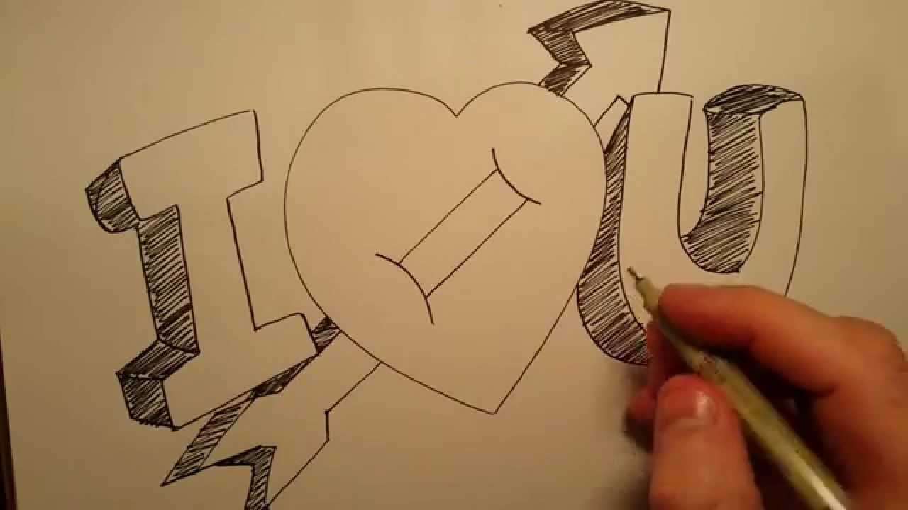 1280x720 How To Draw I Love You With Heart Basic Drawing Skills Series - Drawing U