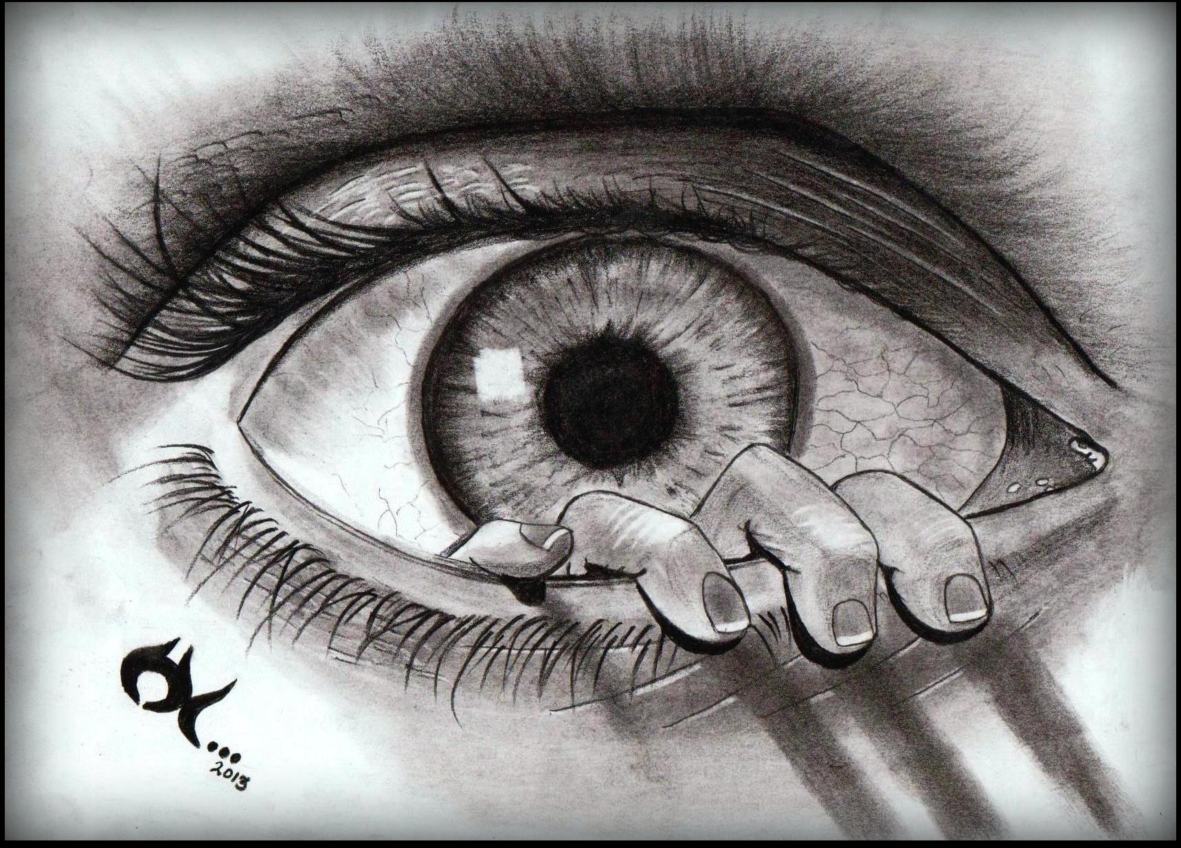 1719x1235 Hand Inside Eye Hemant Kandpal's Art - Drawing Using Charcoal Pencil
