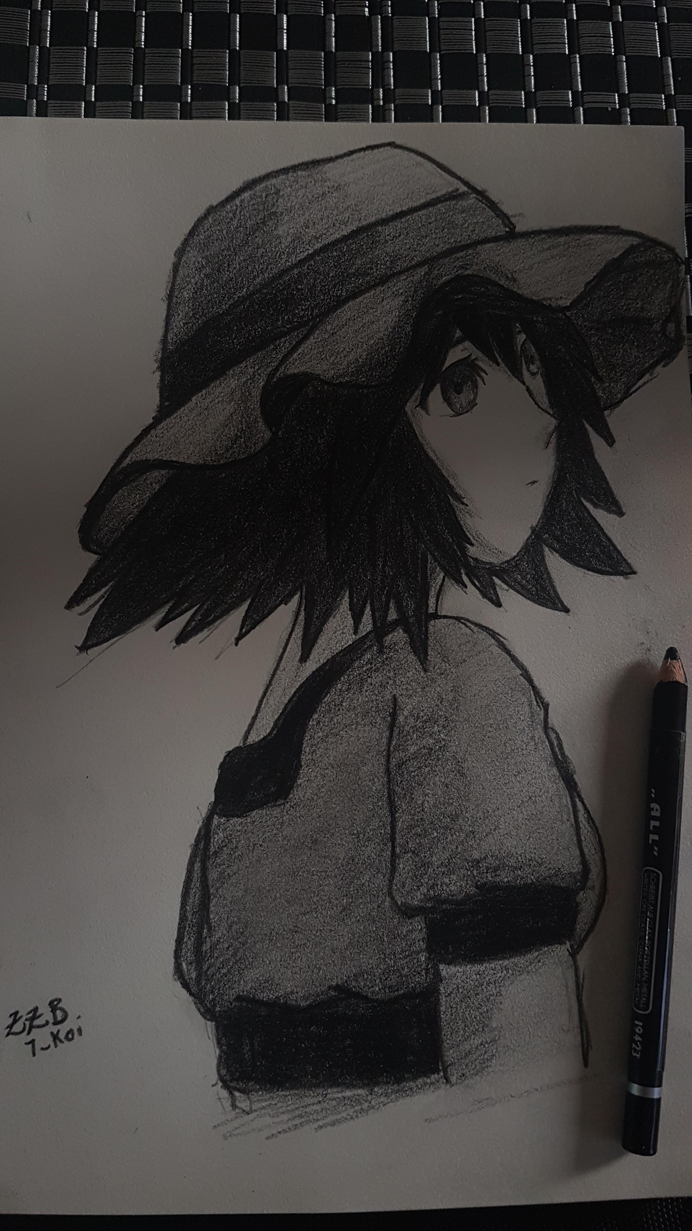 2268x4032 Mayuri After Drawing Kurisu With Sanguina Pencil, Here Comes - Drawing Using Charcoal Pencil
