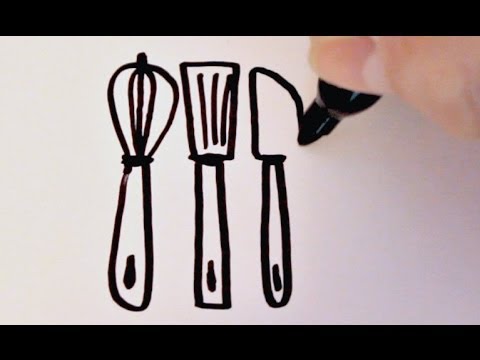 480x360 How To Draw Cartoon Kitchen Utensils - Drawing Utensils