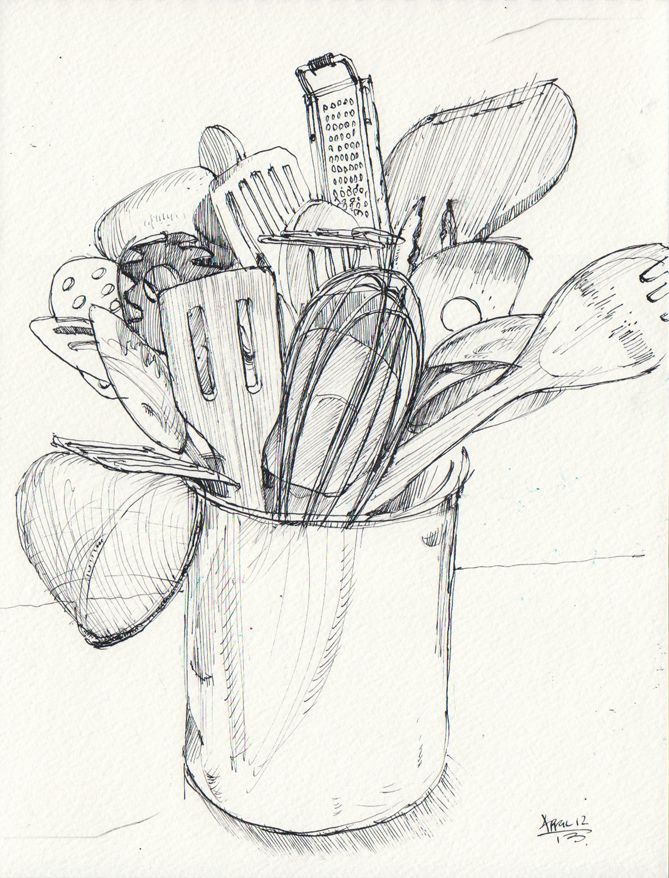 669x878 Drawings Of Kitchen Utensils - Drawing Utensils