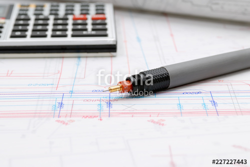 500x335 Architectural Plans And Drawing Utensils Stock Photo And Royalty - Drawing Utensils