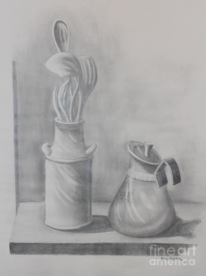 671x900 Cooking Utensils Pencil Drawing Drawing - Drawing Utensils