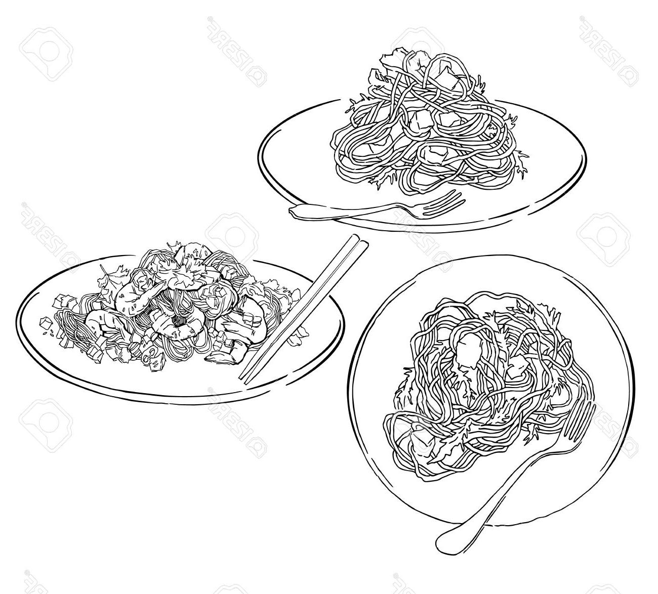 1300x1174 Hd Plate Of Spaghetti Drawing Vector Design Free Vector Art - Drawing Vectors