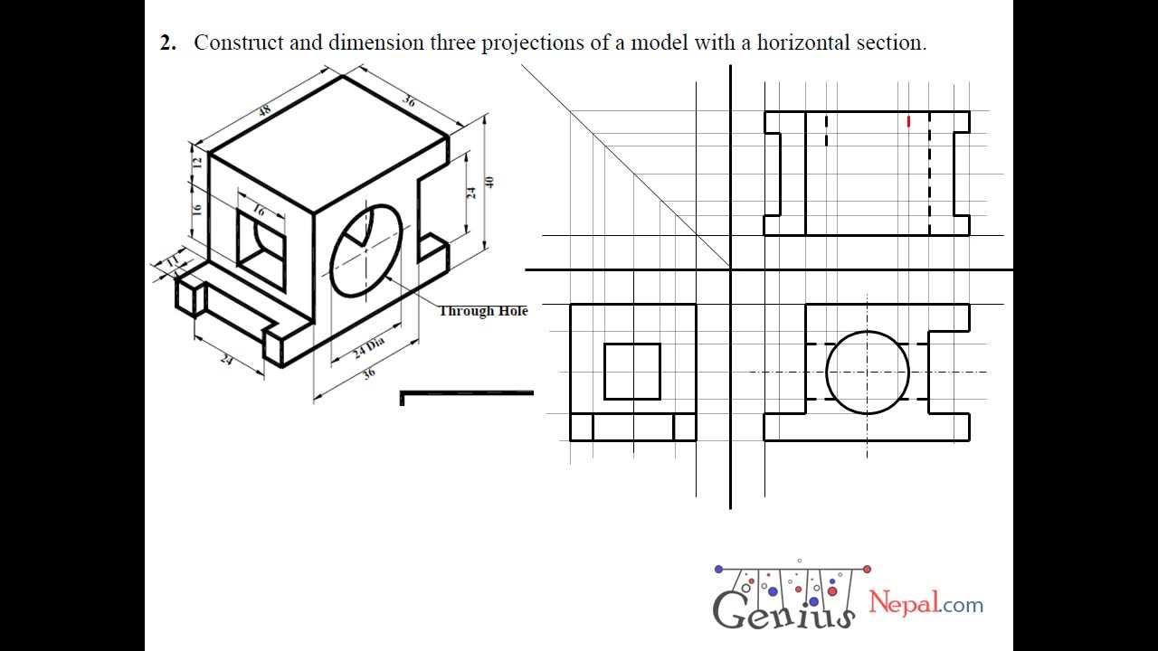 1280x720 Engineering Drawing Tutorialsorthographic And Sectional Views - Drawing Views