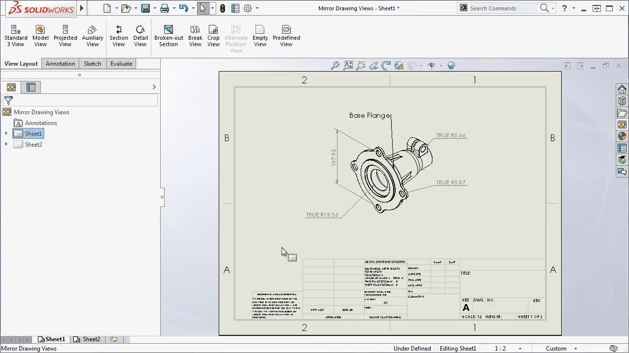 1280x720 Mirror Drawing Views Solidworks - Drawing Views