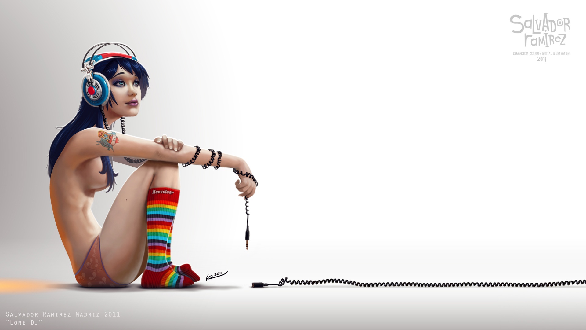 1920x1080 Headphones Drawing Hd Wallpaper, Background Images - Drawing Wallpaper