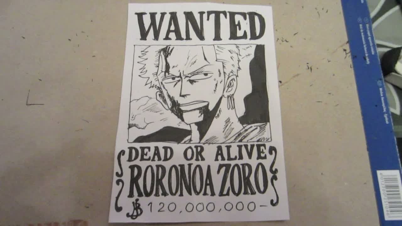 1280x720 How To Draw Wanted Poster Of Zoro - Drawing Wanted