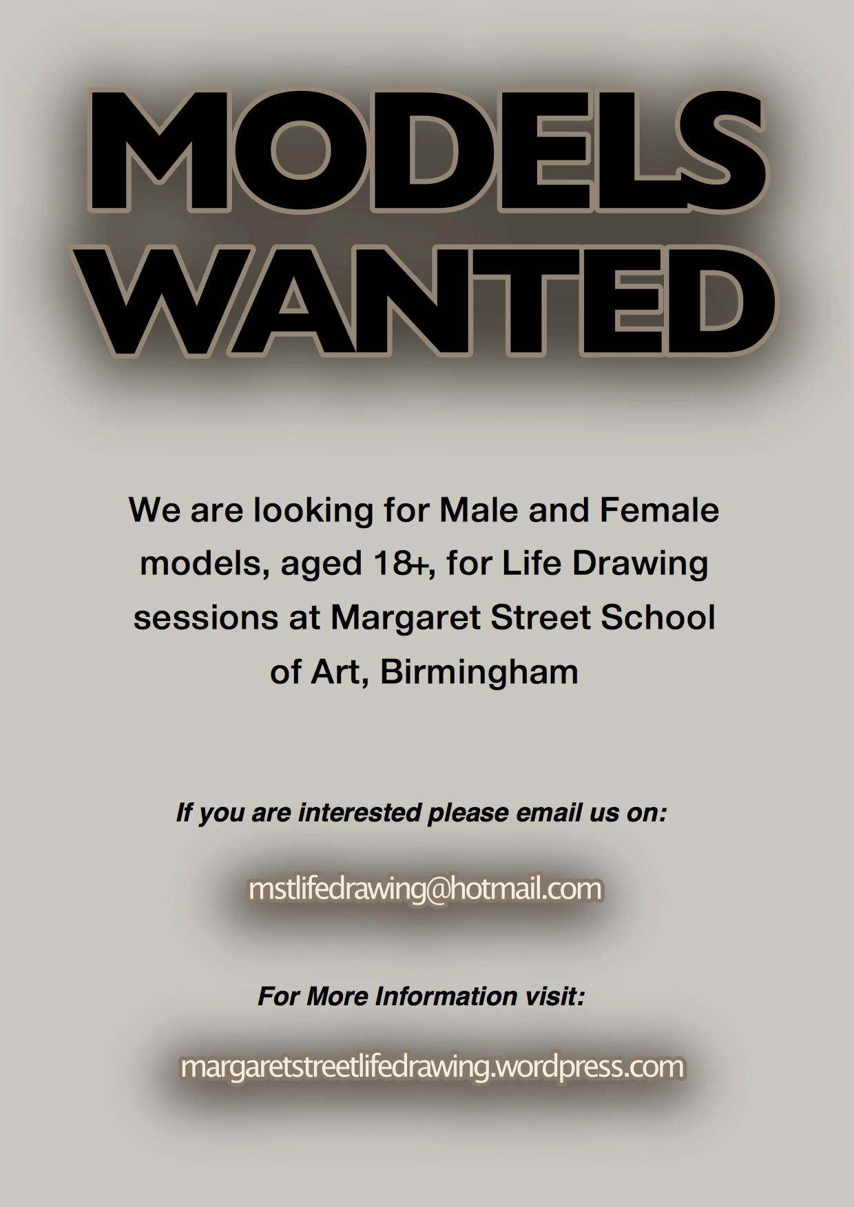 1240x1753 Models Wanted Life Drawing - Drawing Wanted