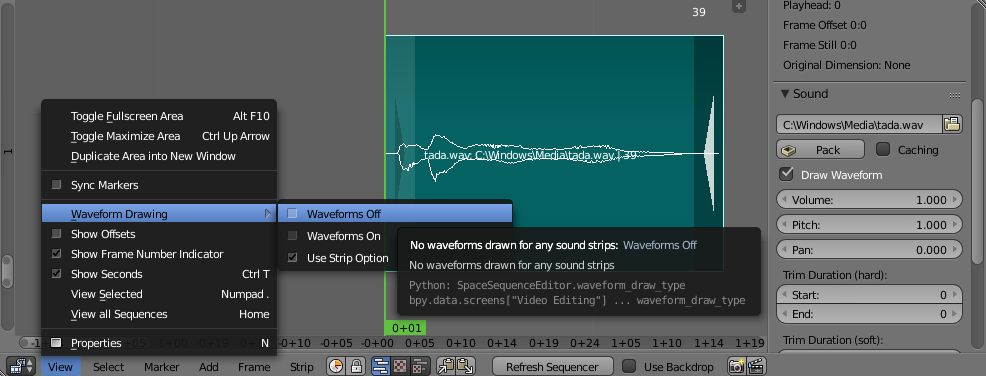 986x376 video sequence editor - Drawing Waveform