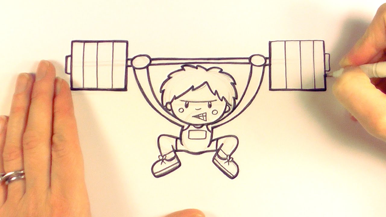 1280x720 How To Draw A Cartoon Weightlifter - Drawing Weight