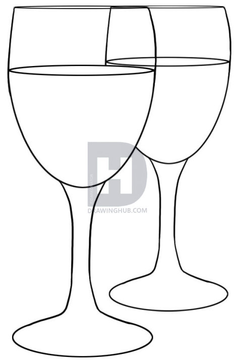 472x720 How To Draw Wine Glasses, Step - Drawing Wine