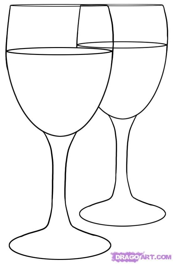 552x841 How To Draw Wine Glasses, Step - Drawing Wine