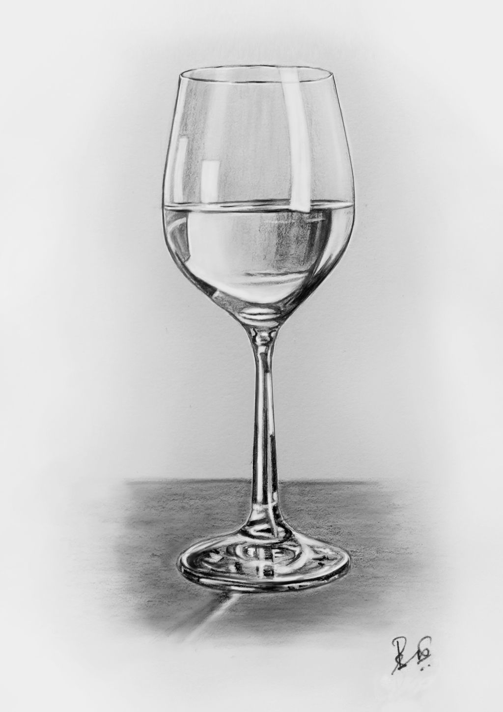 1024x1449 Pencil Drawing Wine And Water Glass - Drawing Wine