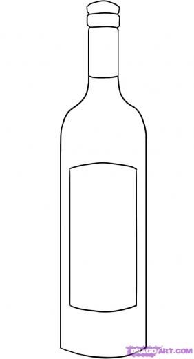 282x520 Step How To Draw A Wine Bottle - Drawing Wine
