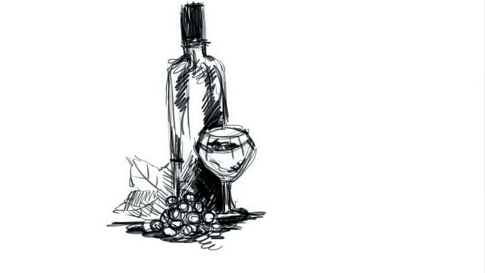 1920x1080 Digital Drawing We Draw Wine And A Glass Time Lapse Motion - Drawing Wine