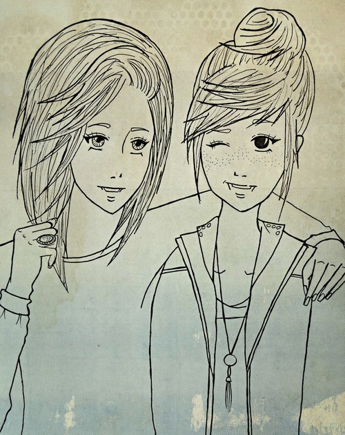 500x630 A Drawing Of Me And My Bestfriend On We Heart It - Drawing With Friends