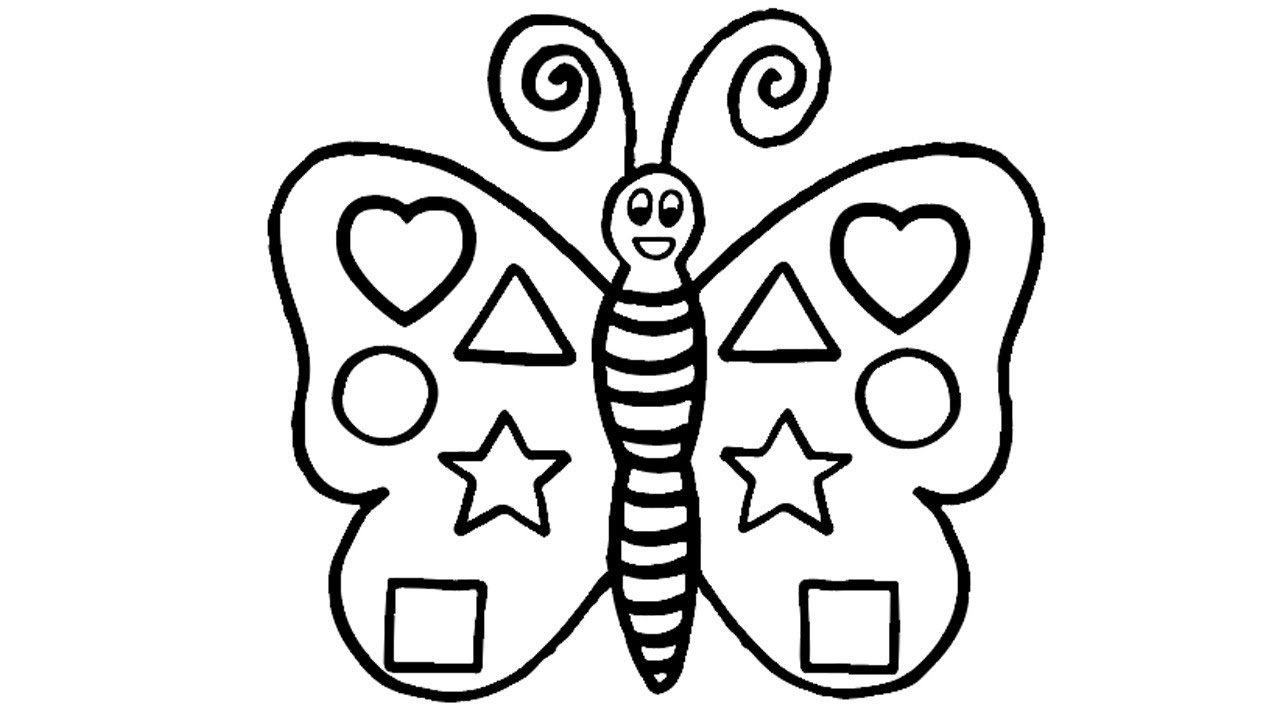 1280x720 How To Draw Butterfly With Shapes For Kids Art Coloring Pages - Drawing With Shapes
