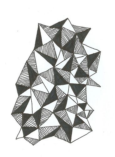 367x500 Black And White Triangles Drawing A R T Art, Doodle Patterns - Drawing With Triangles