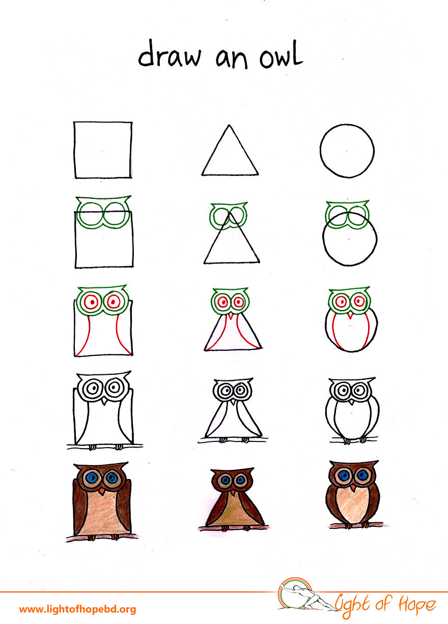 880x1227 How To Draw Any Animal From A Square, A Triangle And A Circle - Drawing With Triangles