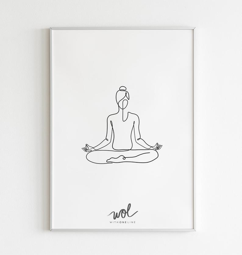 794x837 yoga print yoga abstract art printable line art yoga gift etsy - Drawing Yoga