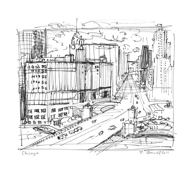 644x580 sue averell colorful paintings, drawings, urban landscape - Drawinging Urban