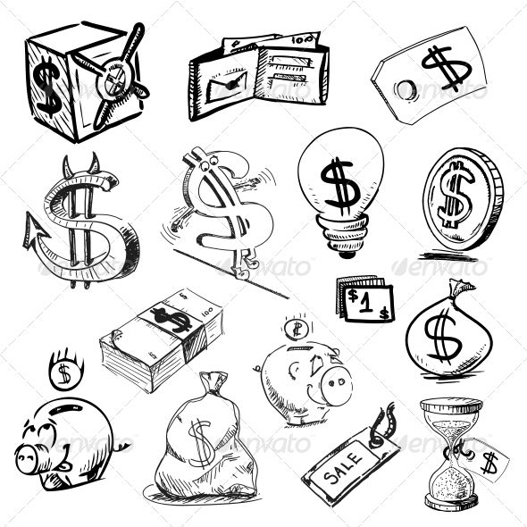 590x590 finance and money icons collection vectors design drawings - Drawings Finance