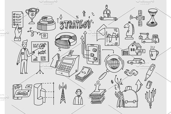 580x387 hand draw doodle elements business finance analytics earnings - Drawings Finance