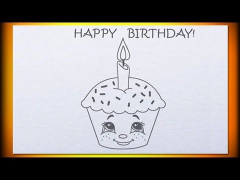 480x360 One Year Old How To Draw Birthday Cupcake - Drawings For 8 Year Olds