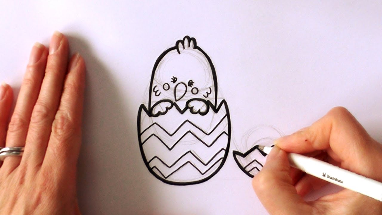 1280x720 how to draw a cartoon easter chick popping out of an easter egg - Drawings For Easter