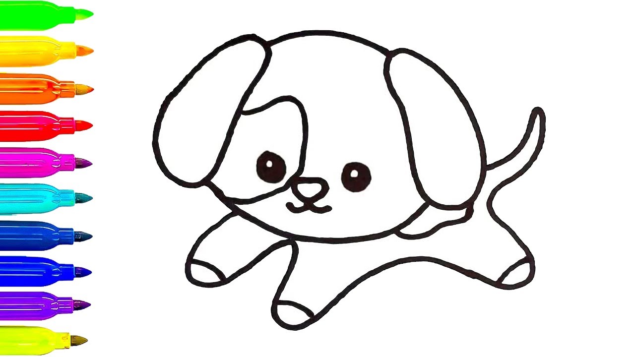 1280x720 Baby Dog Drawing For Kids Learn Coloring Art Painting - Drawings For Kids To Paint