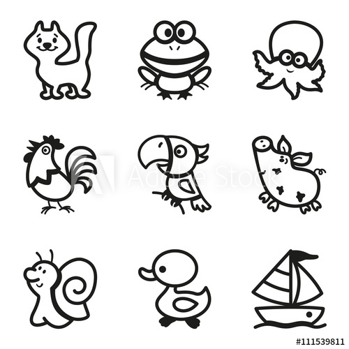 500x500 Easy Coloring Drawings Of Animals For Little Kids Icon Set - Drawings For Little Kids
