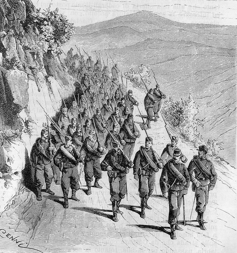 800x854 Fileserbian Soldiers Marching In Drawing - Drawings Of Army Soldiers