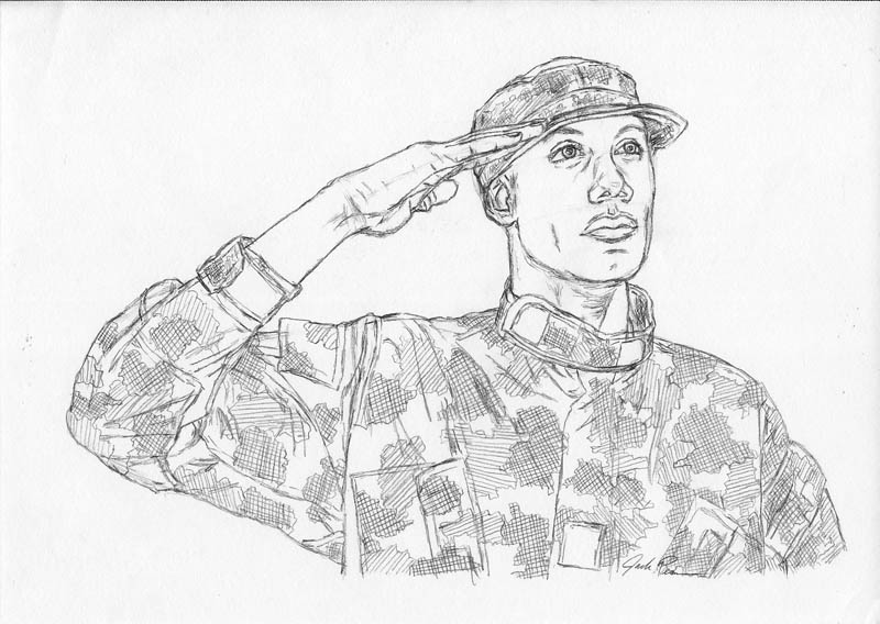 800x568 How To Draw An Army Man Saluting Let's Draw People - Drawings Of Army Soldiers