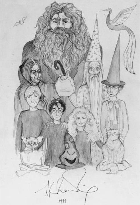 492x720 J K Rowling's Drawing Of The Characters From Harrypotter - Drawings Of Characters
