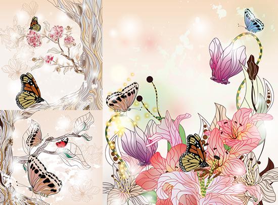 550x406 Butterfly Flowers Vector Drawings - Drawings Of Flowers And Butterflies