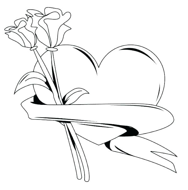 600x609 Heart And Rose Coloring Pages Color Of Hearts Roses Pictures - Drawings Of Hearts And Roses