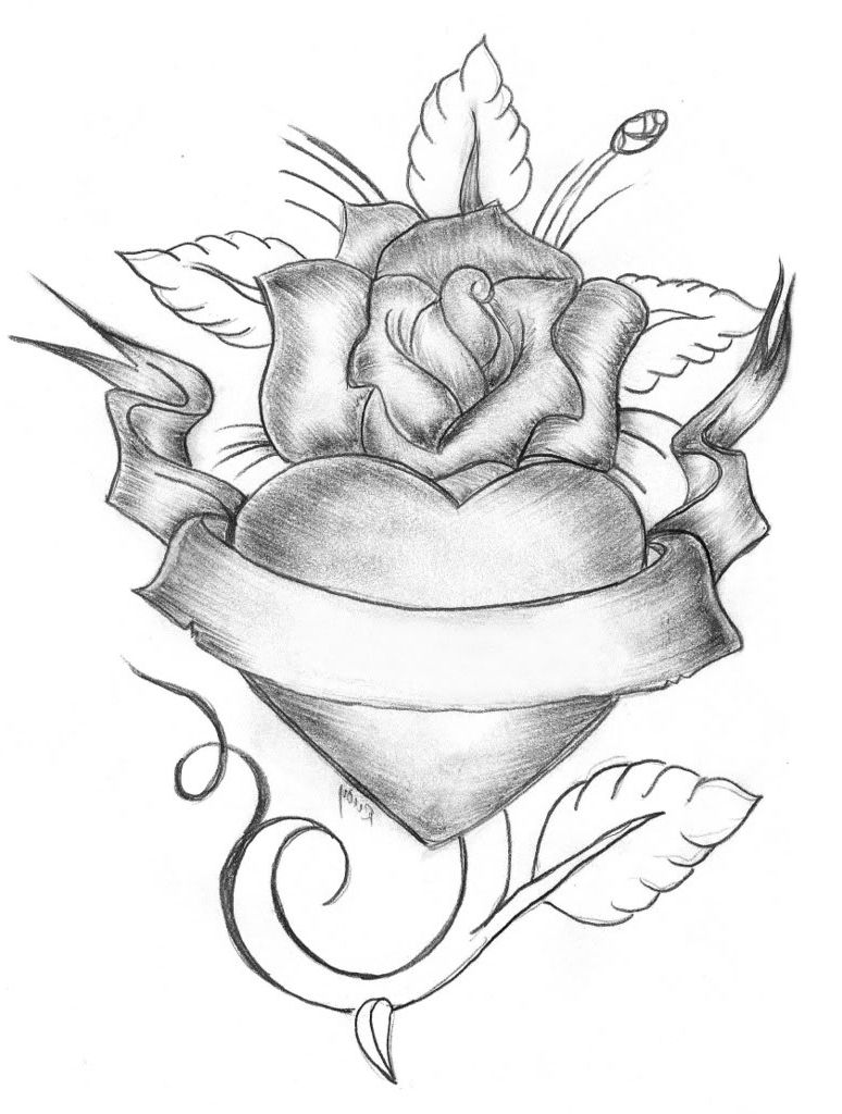 Drawings Of Hearts And Roses at PaintingValley.com | Explore collection